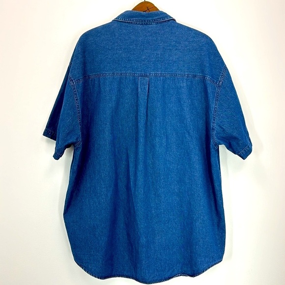 Vintage Mandal Bay Denim Button Up Shirt Farm Chicken Eggs Women's 1X Plus Jean - Picture 2 of 7